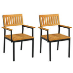  - Patio Outdoor Dining Chair Set of 2 with Metal and Acacia Wood Frame - Outdoor Style Company