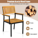  - Patio Outdoor Dining Chair Set of 2 with Metal and Acacia Wood Frame - Outdoor Style Company