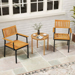  - Patio Outdoor Dining Chair Set of 2 with Metal and Acacia Wood Frame - Outdoor Style Company