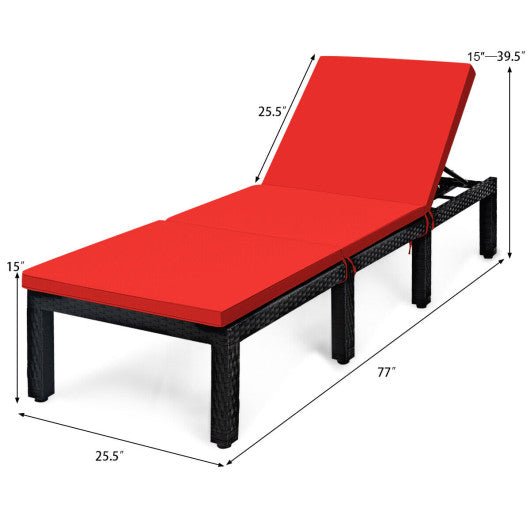  - Patio Rattan Cushioned Height Adjustable Lounge Chair - Outdoor Style Company