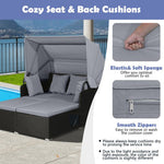  - Patio Rattan Daybed with Retractable Canopy and Side Tables - Outdoor Style Company