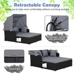  - Patio Rattan Daybed with Retractable Canopy and Side Tables - Outdoor Style Company