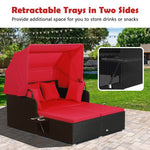  - Patio Rattan Daybed with Retractable Canopy and Side Tables - Outdoor Style Company