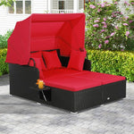  - Patio Rattan Daybed with Retractable Canopy and Side Tables - Outdoor Style Company