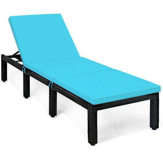  - Patio Rattan Lounge Chair Chaise Couch Cushioned Height Adjustable - Outdoor Style Company