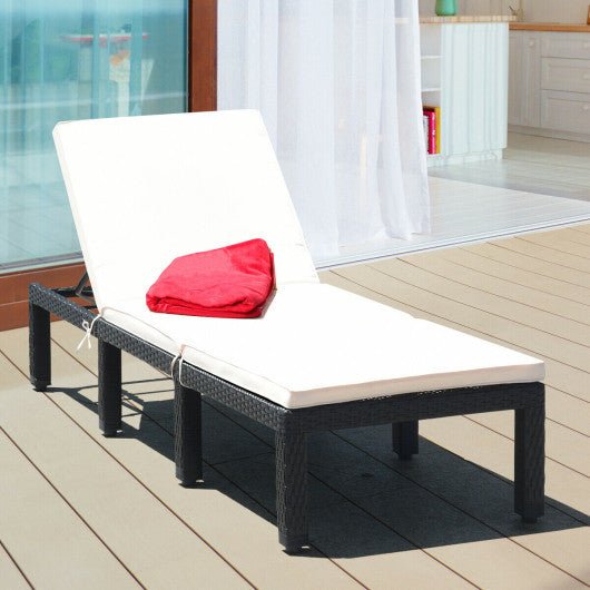  - Patio Rattan Lounge Chair Chaise Couch Cushioned Height Adjustable - Outdoor Style Company