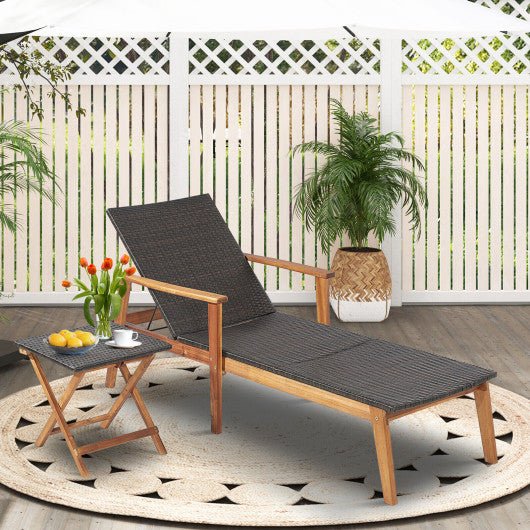  - Patio Rattan Lounge Chair with 4 - Position Adjustable Backrest - Outdoor Style Company