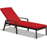  - Patio Rattan Lounge Chaise Recliner with Back Adjustable Cushioned - Outdoor Style Company