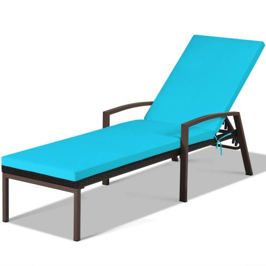  - Patio Rattan Lounge Chaise Recliner with Back Adjustable Cushioned - Outdoor Style Company