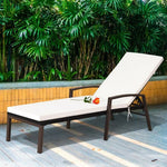  - Patio Rattan Lounge Chaise Recliner with Back Adjustable Cushioned - Outdoor Style Company