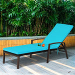  - Patio Rattan Lounge Chaise Recliner with Back Adjustable Cushioned - Outdoor Style Company