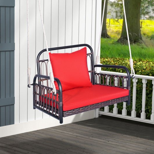  - Patio Rattan Porch Swing Hammock Chair with Seat Cushion - Outdoor Style Company