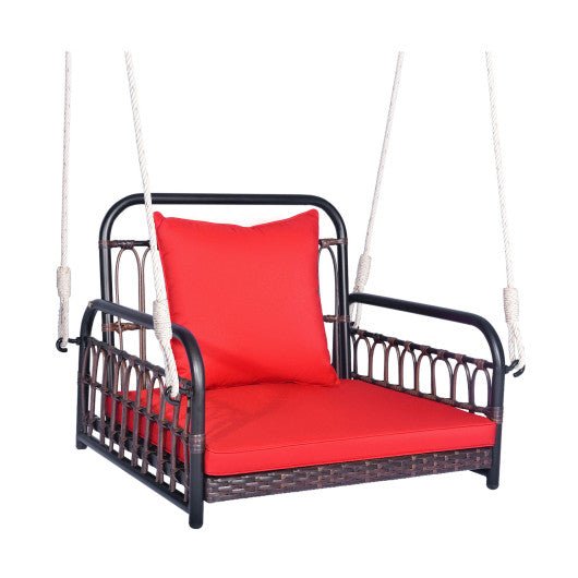  - Patio Rattan Porch Swing Hammock Chair with Seat Cushion - Outdoor Style Company