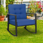  - Patio Rattan Rocker Outdoor Glider Rocking Chair Cushion Lawn - Outdoor Style Company