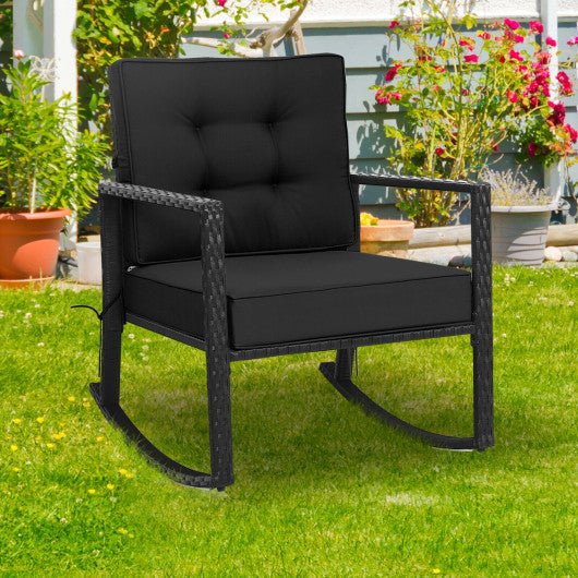  - Patio Rattan Rocker Outdoor Glider Rocking Chair Cushion Lawn - Outdoor Style Company