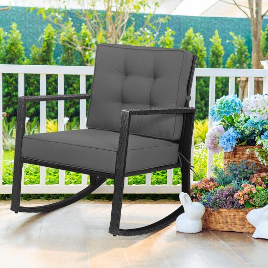  - Patio Rattan Rocker Outdoor Glider Rocking Chair Cushion Lawn - Outdoor Style Company