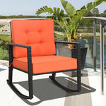  - Patio Rattan Rocker Outdoor Glider Rocking Chair Cushion Lawn - Outdoor Style Company