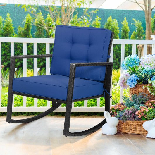  - Patio Rattan Rocker Outdoor Glider Rocking Chair Cushion Lawn - Outdoor Style Company