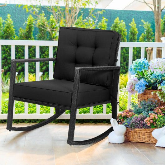  - Patio Rattan Rocker Outdoor Glider Rocking Chair Cushion Lawn - Outdoor Style Company