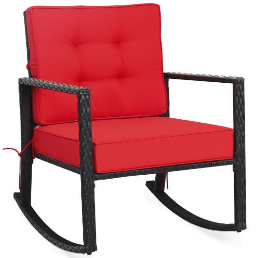  - Patio Rattan Rocker Outdoor Glider Rocking Chair Cushion Lawn - Outdoor Style Company