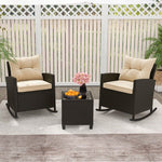  - Patio Rattan Roker Chairs with Tempered Glass Table and Soft Cushions for Backyard Poolside Porch - Outdoor Style Company