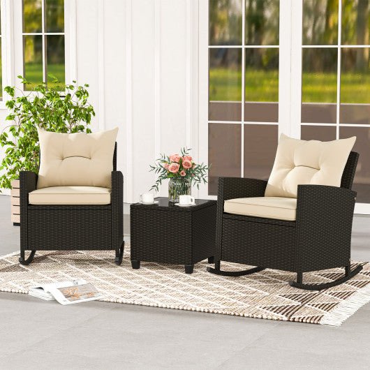  - Patio Rattan Roker Chairs with Tempered Glass Table and Soft Cushions for Backyard Poolside Porch - Outdoor Style Company