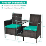  - Patio Rattan Wicker Conversation Set Sofa Cushioned Loveseat Glass Table - Outdoor Style Company