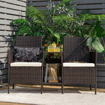  - Patio Rattan Wicker Conversation Set Sofa Cushioned Loveseat Glass Table - Outdoor Style Company