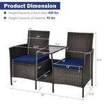  - Patio Rattan Wicker Conversation Set Sofa Cushioned Loveseat Glass Table - Outdoor Style Company