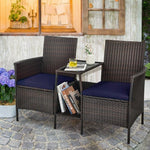  - Patio Rattan Wicker Conversation Set Sofa Cushioned Loveseat Glass Table - Outdoor Style Company