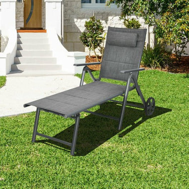  - Patio Reclining Chaise Lounge with Adjust Neck Pillow - Outdoor Style Company