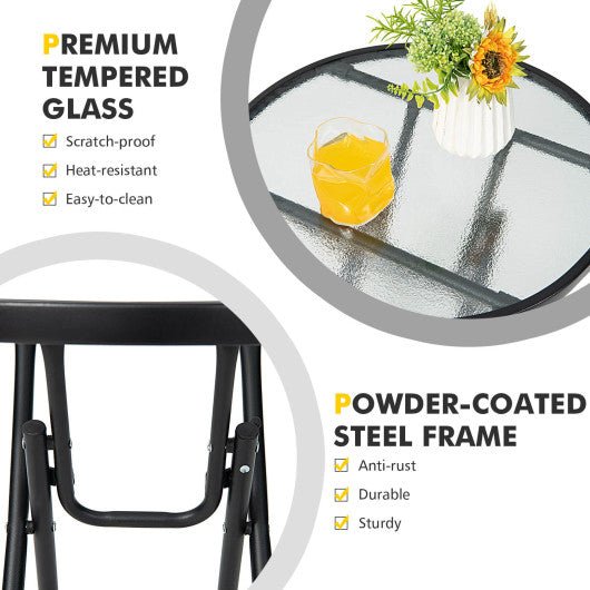  - Patio Side Table with Tempered Glass Tabletop - Outdoor Style Company