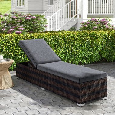  - Patio Wicker Lounge Chair with 4 - level Backrest and Long Seat Cushion - Outdoor Style Company