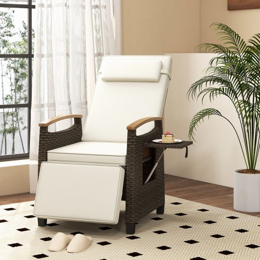  - Patio Wicker Recliner Chair with Adjustable Backrest and Footrest - Outdoor Style Company