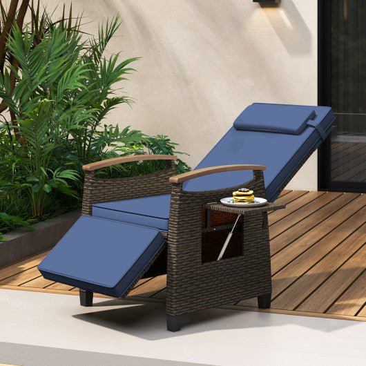  - Patio Wicker Recliner Chair with Adjustable Backrest and Footrest - Outdoor Style Company
