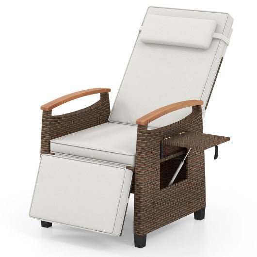  - Patio Wicker Recliner Chair with Adjustable Backrest and Footrest - Outdoor Style Company