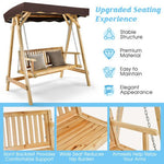  - Patio Wooden Swing Bench Chair with Adjustable Canopy for 2 Persons - Outdoor Style Company