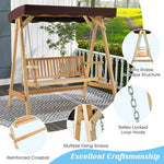  - Patio Wooden Swing Bench Chair with Adjustable Canopy for 2 Persons - Outdoor Style Company