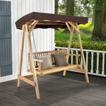  - Patio Wooden Swing Bench Chair with Adjustable Canopy for 2 Persons - Outdoor Style Company