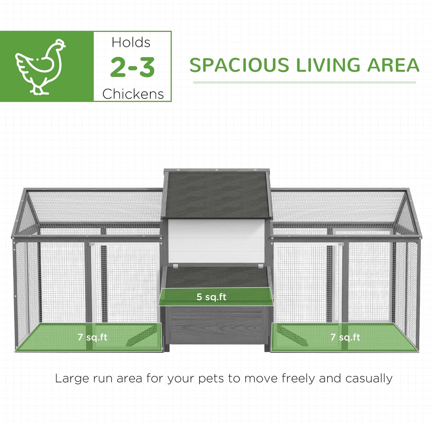 '-PawHut 100" Chicken Coop Wooden Chicken House Large Rabbit Hutch Poultry Cage Backyard with Double Run, Nesting Box, Gray - Outdoor Style Company