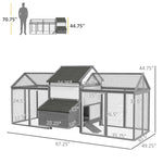 '-PawHut 100" Chicken Coop Wooden Chicken House Large Rabbit Hutch Poultry Cage Backyard with Double Run, Nesting Box, Gray - Outdoor Style Company