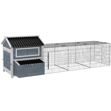 '-PawHut 11' x 5' x 3.5' Wooden Chicken Coop with Nesting Box, Run, Pull-out Tray, Perches for 2-4 Chickens, Dark Gray - Outdoor Style Company