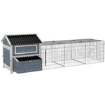 '-PawHut 11' x 5' x 3.5' Wooden Chicken Coop with Nesting Box, Run, Pull-out Tray, Perches for 2-4 Chickens, Dark Gray - Outdoor Style Company