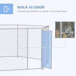 -PawHut 13.4' x 11.5' x 5.6' Dog Kennel Outdoor Dog Run with Lockable Door, for Medium and Large-Sized Dogs, Silver - Outdoor Style Company
