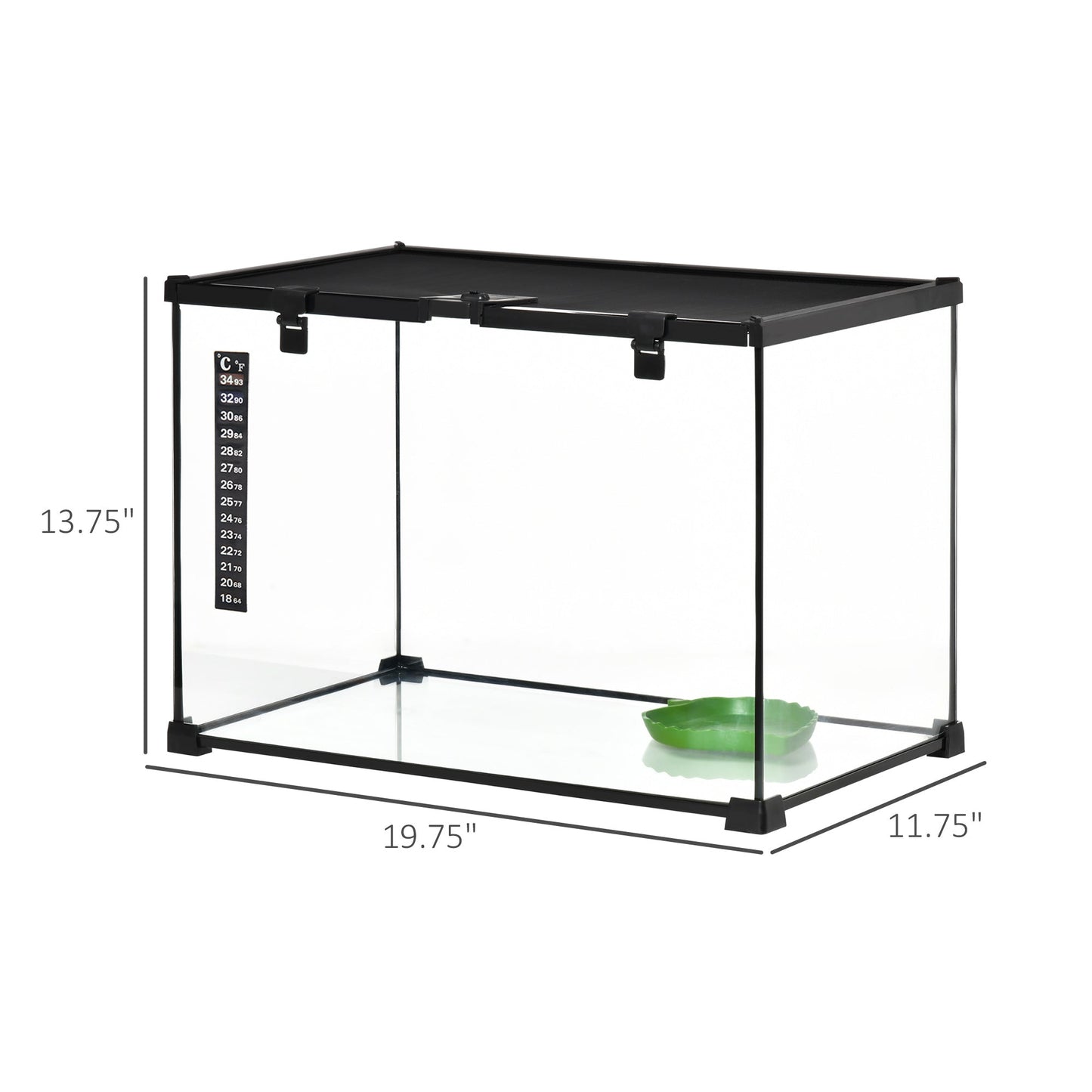 '-PawHut 14 Gallon Reptile Glass Terrarium Tank, Breeding Box Full View with Visually Appealing Sliding Screen Top, Spiders, 20" x 12" x 14" - Outdoor Style Company