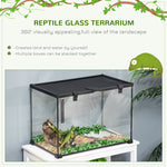 '-PawHut 14 Gallon Reptile Glass Terrarium Tank, Breeding Box Full View with Visually Appealing Sliding Screen Top, Spiders, 20" x 12" x 14" - Outdoor Style Company