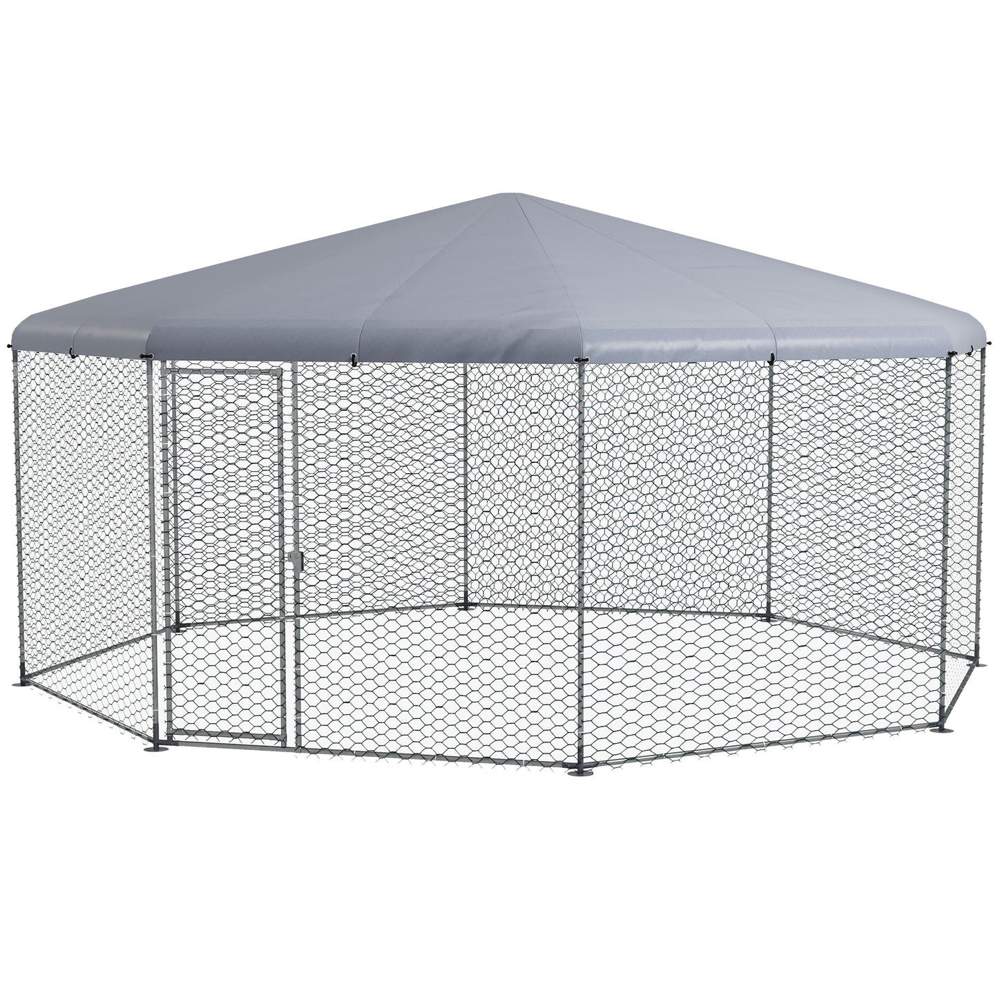 '-PawHut 17.1 ft x 15.7 ft Large Chicken Run for 19-25 Chickens with Cover, Walk-In Chicken Run Chicken Pen Hen House for Outdoor, Silver - Outdoor Style Company