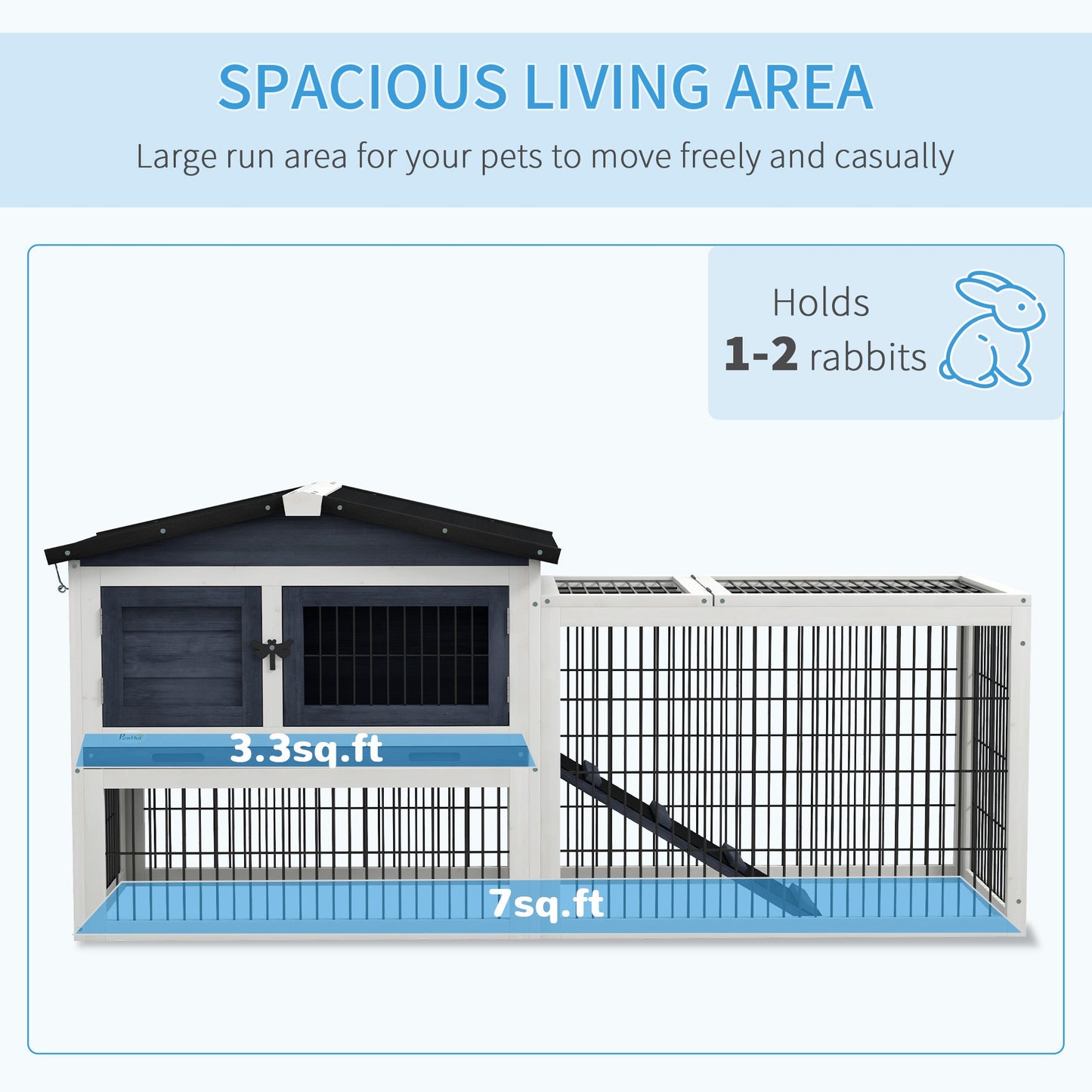 '-PawHut 2 Level 59" Outdoor Rabbit Hutch with Openable Top, Dark Gray - Outdoor Style Company