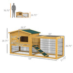 '-PawHut 2 Level 59" Outdoor Rabbit Hutch with Openable Top, Yellow - Outdoor Style Company