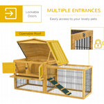 '-PawHut 2 Level 59" Outdoor Rabbit Hutch with Openable Top, Yellow - Outdoor Style Company